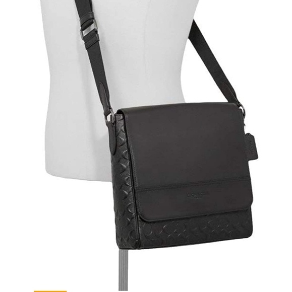 🖤Coach Black Leather Signature Messenger Bag - Picture 2 of 8